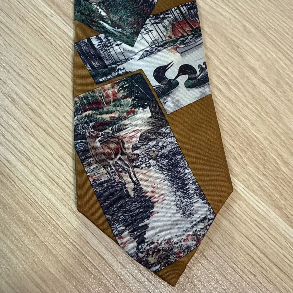 Vtg 80s Colori by Gulins Silk Necktie Mallard Duck Wildlife Hunting Sportman Lot